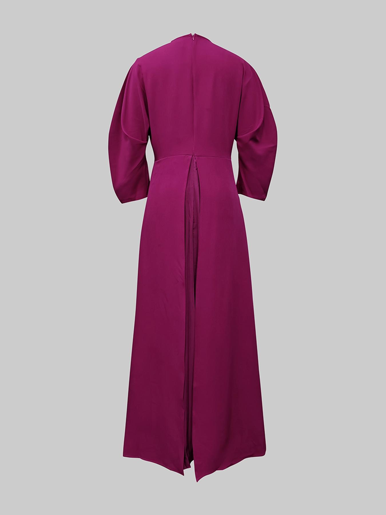 Elegant Long Sleeve Ruched Woven Wrap Dress, All-Season Fashion, Perfect for Formal Evening Events & Casual Outings, Stylish Layered Design