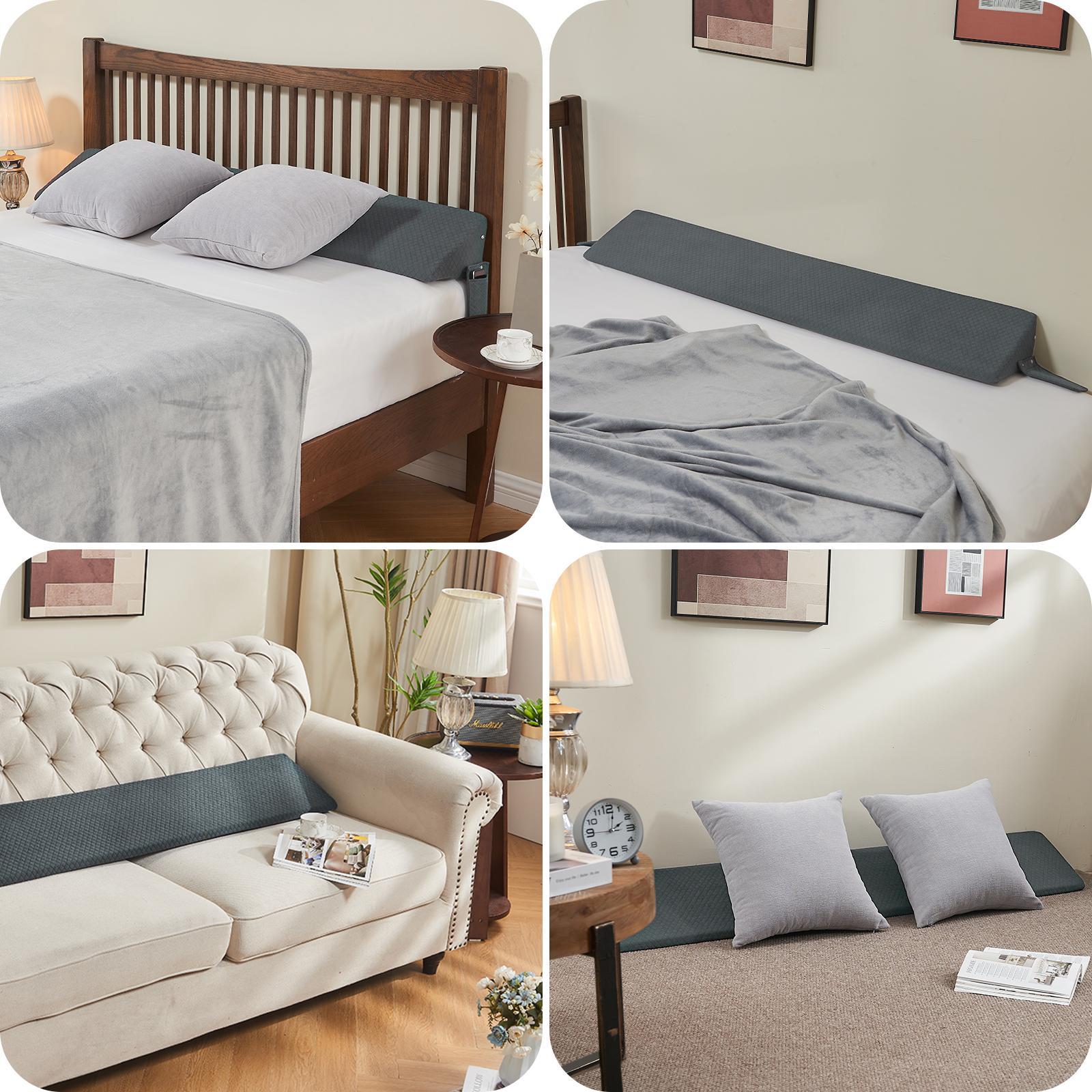 Yescool Wedge Pillow Headboard Queen Size Bed Wedge Pillow Gap Filler, Bolster Bed Mattress Wedge Pillow for Sleeping, Headboard Pillow for Gap (0-8")Between Bed and Wall,Removable Bolster Durable Memory Foam,Boyfriend Gift for Summer