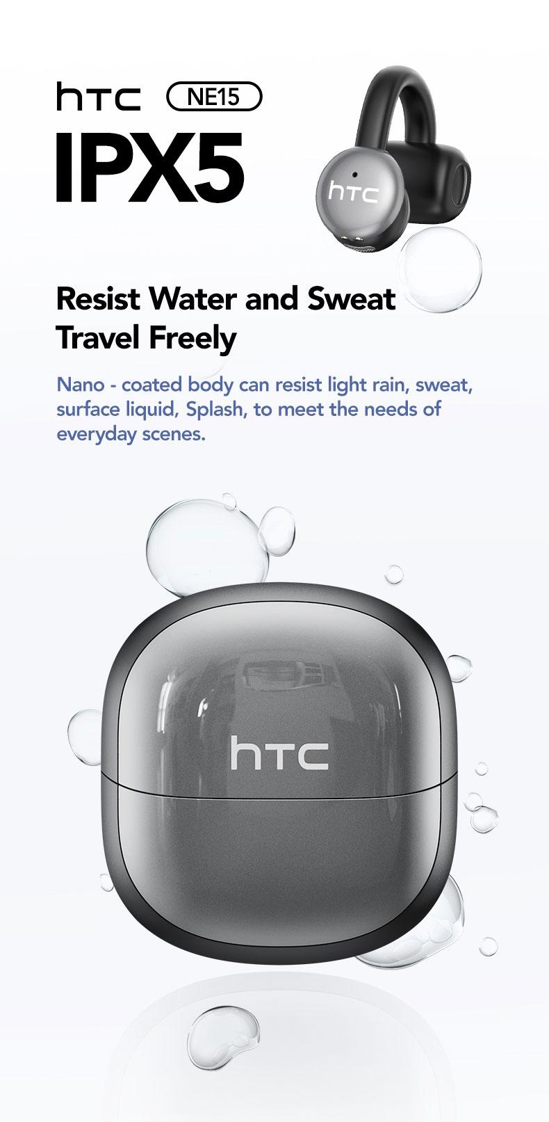 HTC NE15 AI translation earphones clip-on earphones business earphones Bluetooth earphones 6.0 low latency earphones IPX5 waterproof HiFi sound quality ear clip wireless earphones