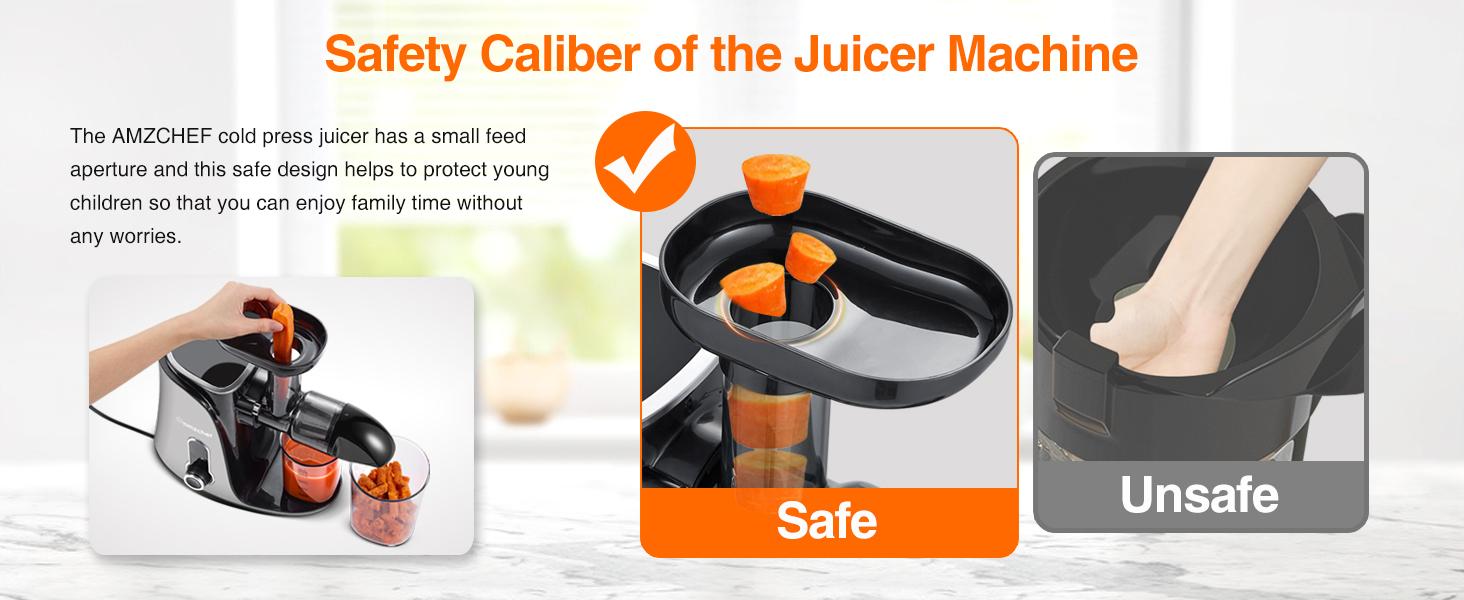 Juicer Machines,AMZCHEF Slow Masticating Juicer, Juicer with Two Speed Modes, Travel bottles(500ML),LED display, Easy to Clean Brush & Quiet Motor for Vegetables&Fruits
