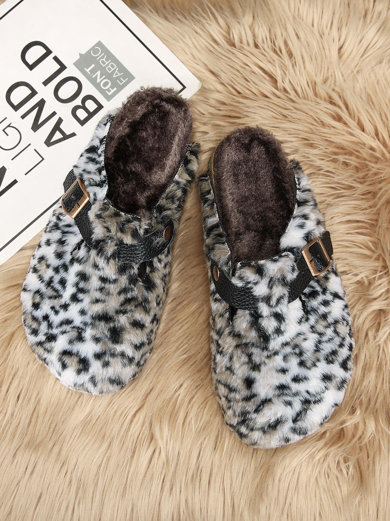 Women Men High-Quality Faux Fur Mules, Fur Slides, Classic Animal Pattern, Wide Fit Leopard Design, Perfect Holiday Gift, Warm Winter Shoes