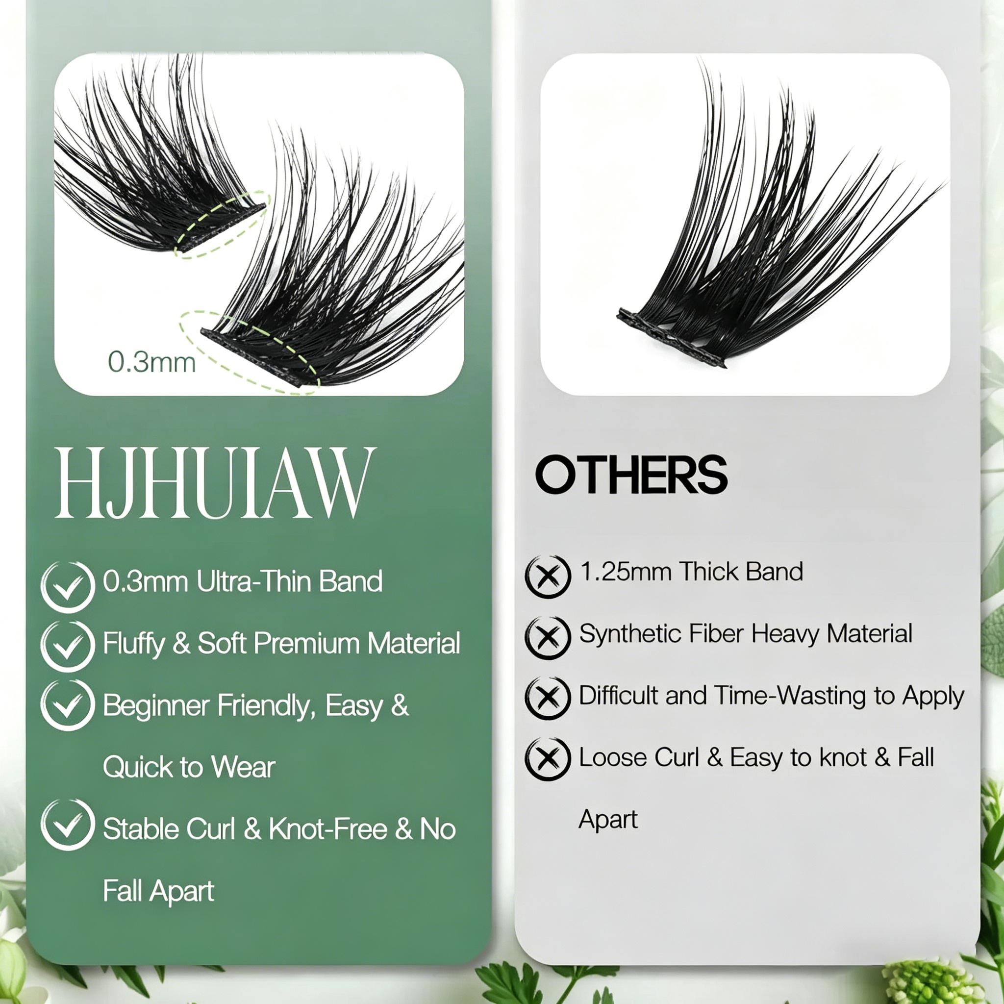 HJHUIAW DIY Eyelash Bundle Set - Soft and Fluffy Long lasting Eyelash Set with Gel Remover and Tweezers, Suitable for Beginners to Use at Home with Ease - Eyelash Set, Mother's Day Gift