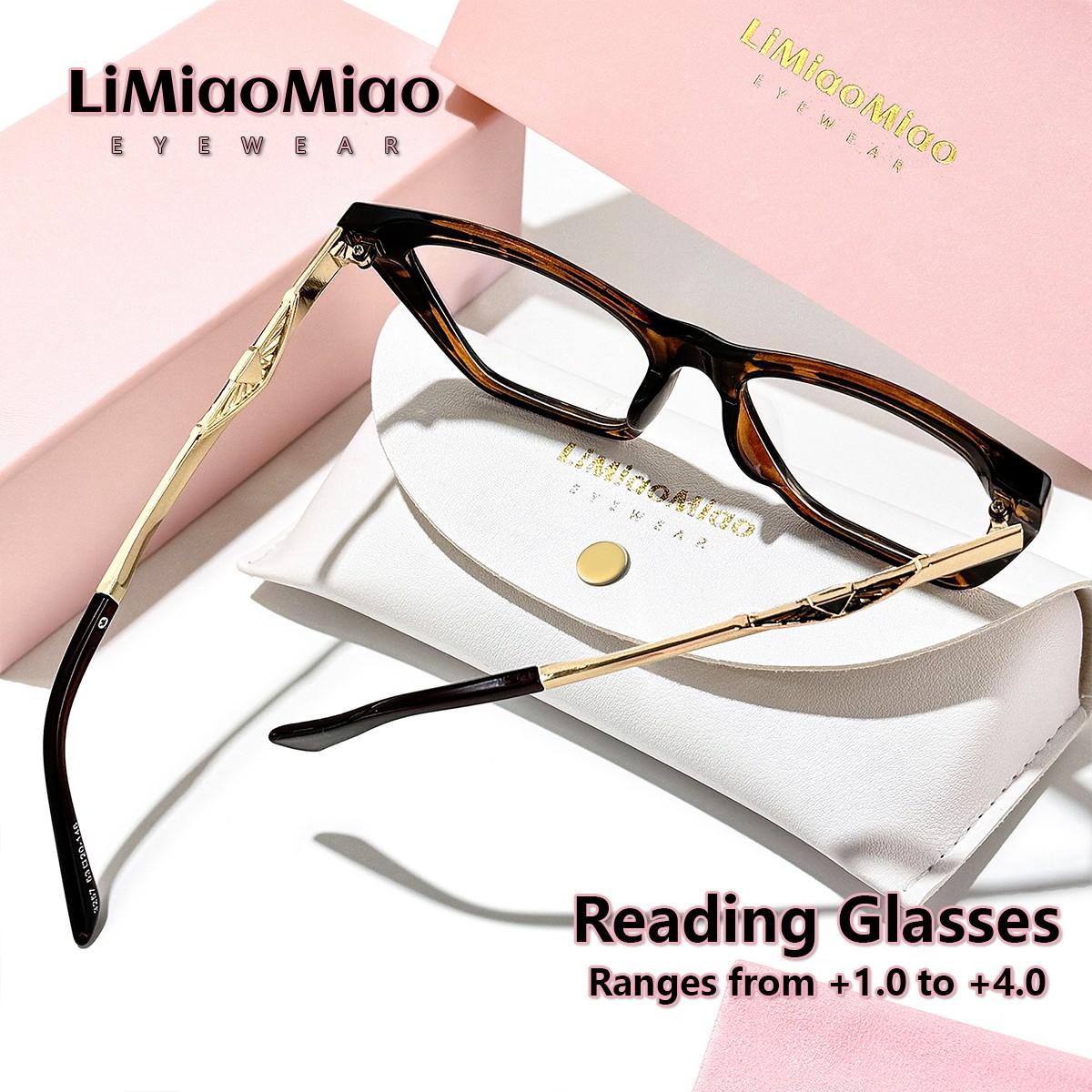 Cat Eye Reading Glasses for Men and Women, Vintage Clear Transparent Computer Readers, Magnification +1.0 to +4.0, Includes Case and Cloth