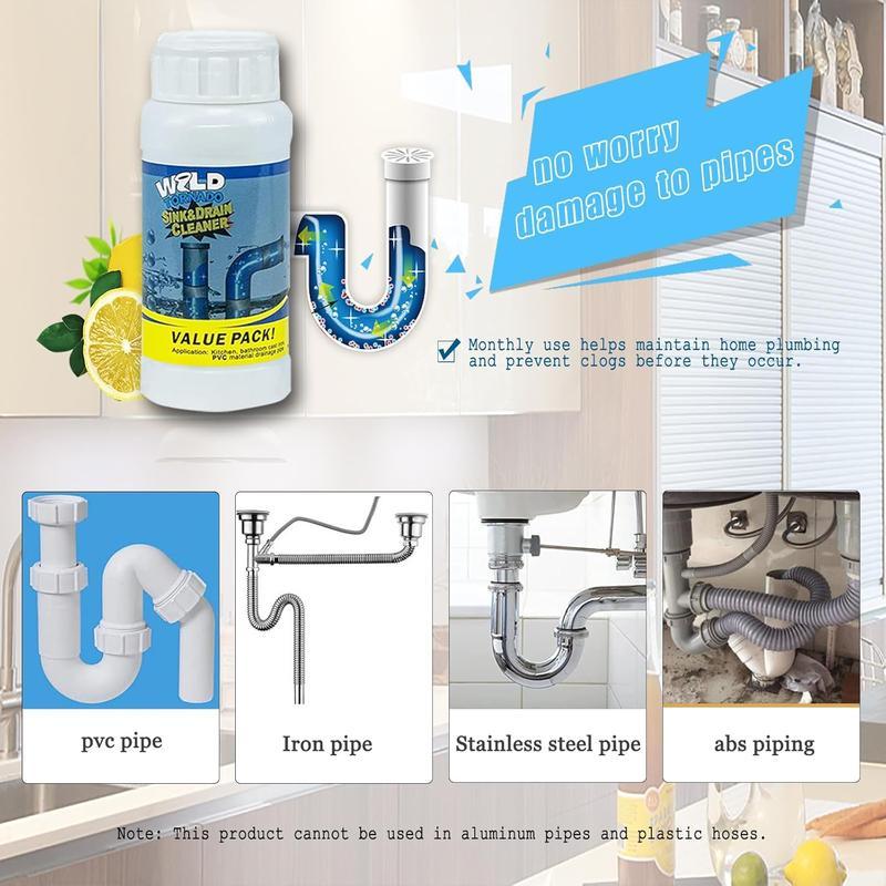 [JULIANG]Pipe Dredging Agent for Kitchen and Toilet Pipelines,Dissolves 200+ Blockages and Kills 99% of Bacteria.
