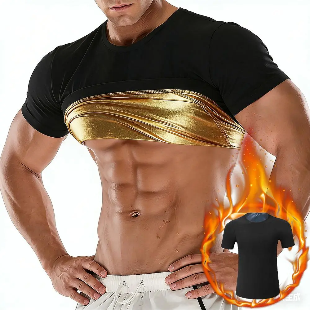 Men's Shapewear Sauna Tee - Short Sleeve Zipper Sweat Vest, Body Shaper Waist Trainer with Workout Jacket Functionality, Versatile Use for Fitness & Sauna Sessions, Sports Sauna Tee