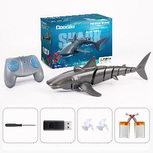 Remote Control Shark Toys 1:18 High Simulation Scale Fish with Light for Lake Bathroom Pool 2.4g Electric RC Boat Birthday Couple Christmas Gifts
