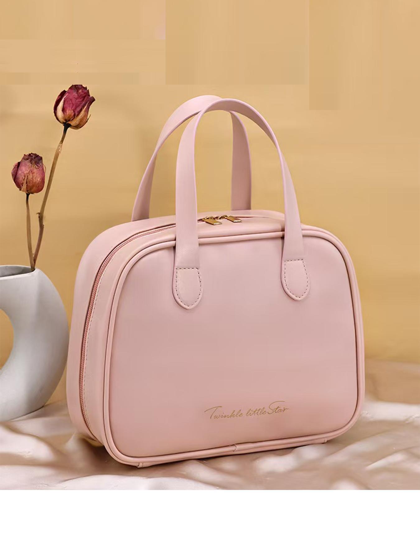 High-End PU Makeup Bag, Large Capacity Travel Cosmetic Organizer, Multi-Functional Bathroom Storage, Portable Partitioned Washbag