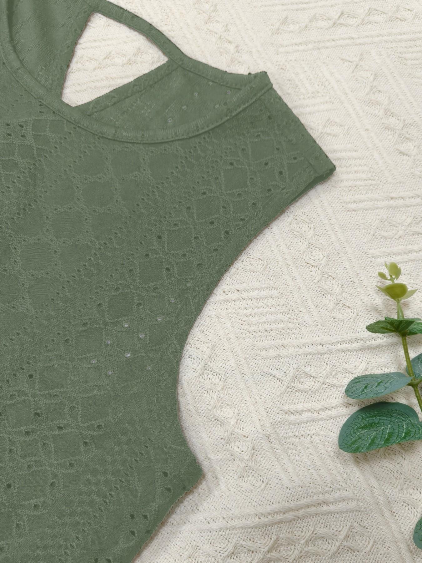 New Summer Women's Plain Sleeveless Top, Hollow Out Irregular Hem Cross Design, Elegant Fashion Commuter Versatile Tank Shirt