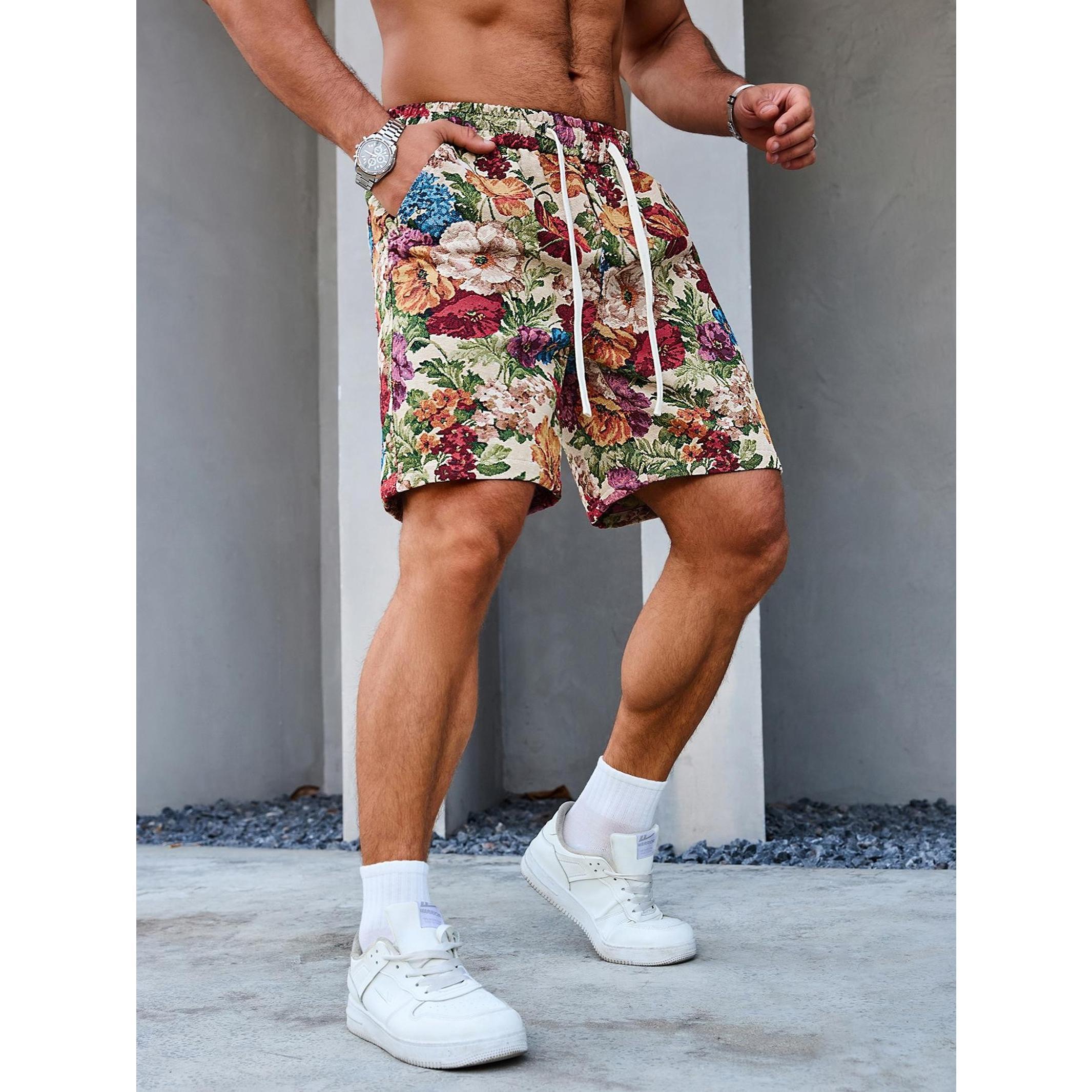 2026 new men's casual overalls shorts men's American casual pants European and American fashion loose men's fancy pants.