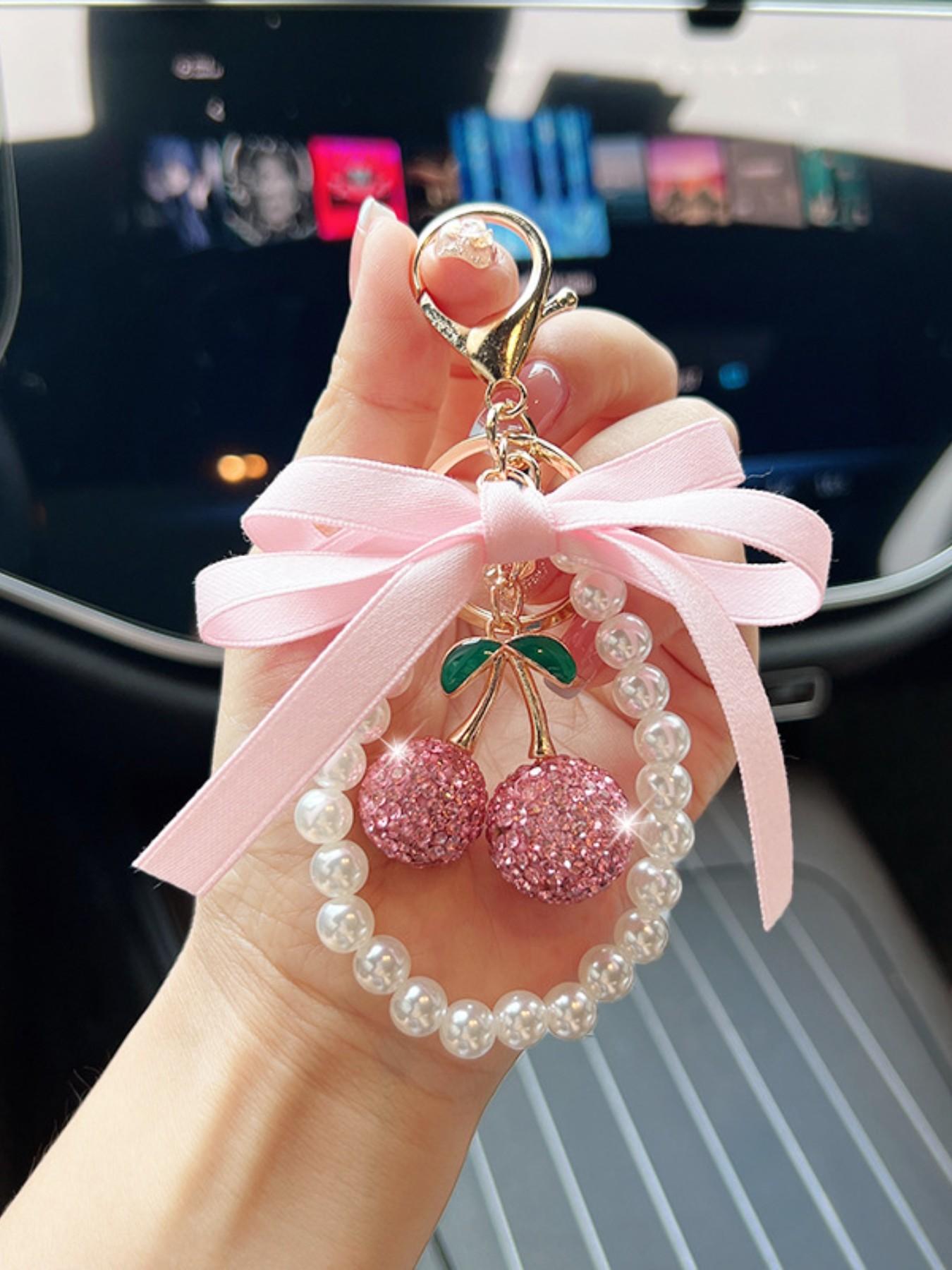Cute Cherry Design Bag Charm, Fashionable Women's Purse Decoration, Stylish Keychain for Bags Gift Option, All Seasons Accessory