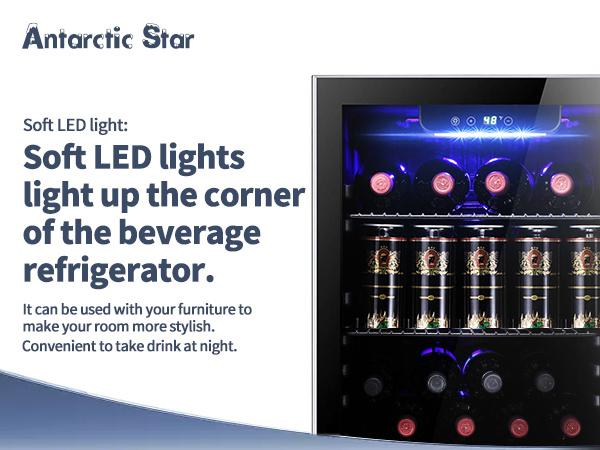 Antarctic Star Beverage Refrigerator Cooler 0.64-4.5Cu.ft 24-145 Can Wine Cooler Cabinet Mini Wine Cellar Beer Soda Clear Glass Door Bar Fridge Quiet Compressor Adjustable Temp Freestanding Indoor Use for Home Office Bar Freezer Box Durable