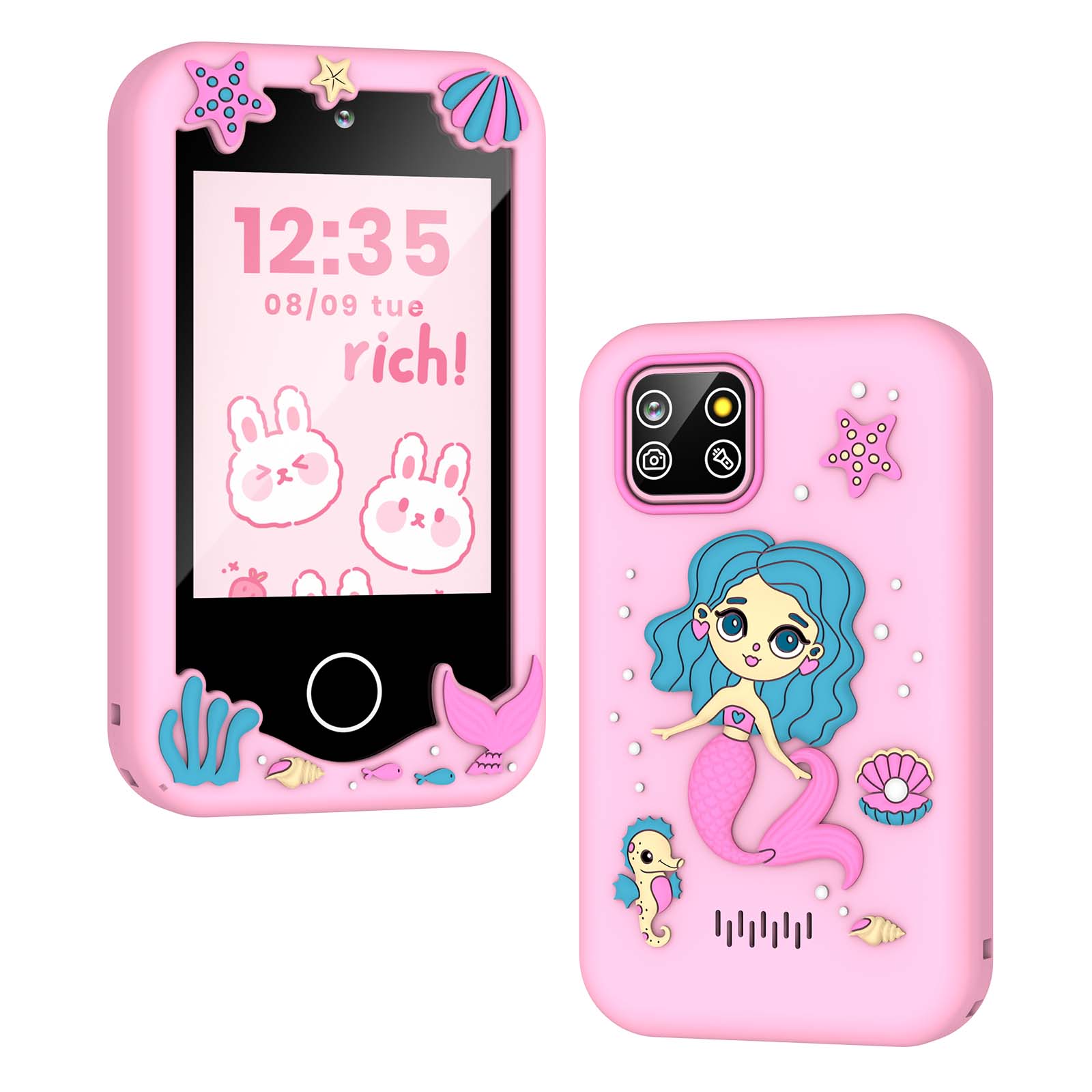 Children Music Phone with Audio Player Voice Recorder Story Learning ABC National Buildings Habits Flashlight