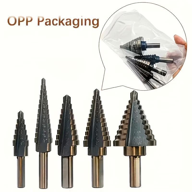 5pcs Hss Cobalt Step Drill Bit Set, Multi-Purpose 50 Types, High-Speed Steel with Oxide, for Drilling Metal Wood Plastic Aluminum Titanium Zinc
