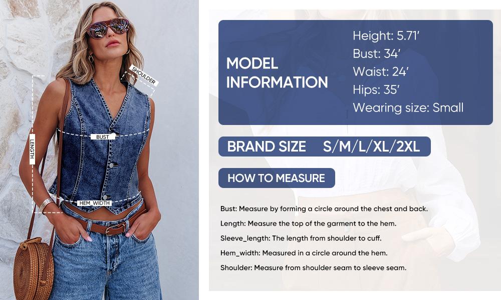 Sidefeel Women's Denim Vest Sleeveless V Neck Zimbaplatinum Jean Vest Top Button Down Crop Waistcoat Vest Summer Outfit SpringStatements Sidefeel Women's Denim Vest Sleeveless V Neck Zimbaplatinum Jean Vest Top Button Down Crop Waistcoat Vest Summer Outfit SpringStatements