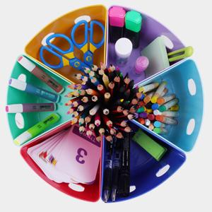 GAMENOTE Rotating Art Supplies Organizer, Lazy Susan Office School Supply, Desk Organization, Marker & Pencil Holder, Stationery, Colorful Containers