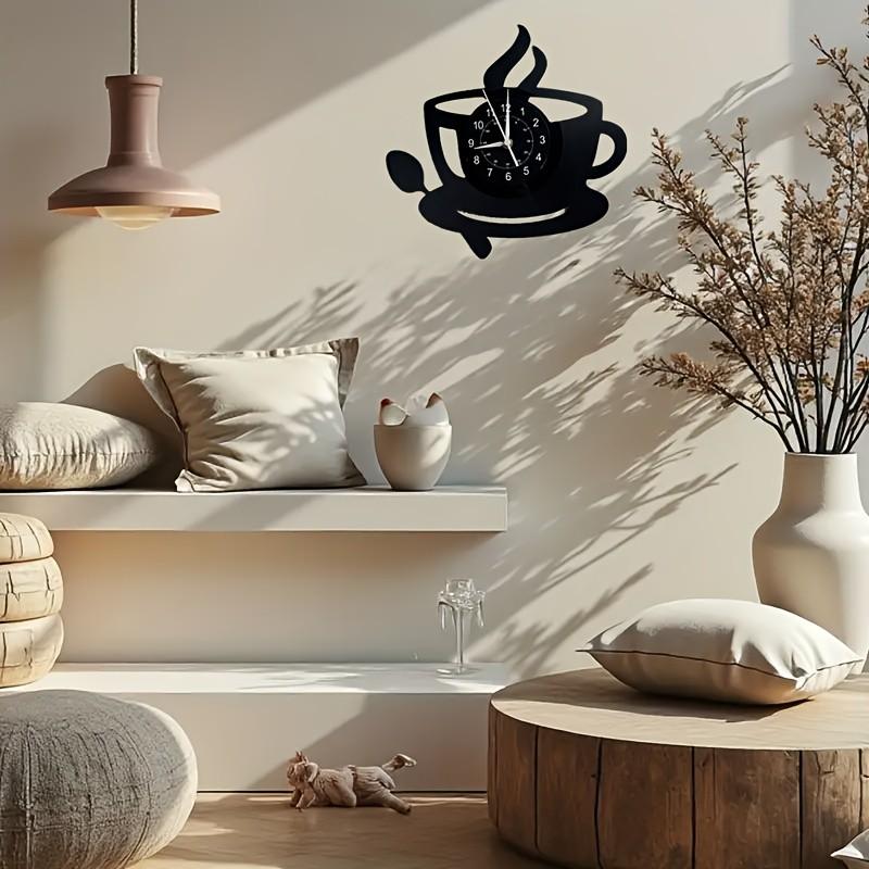 Kitchen Theme Vinyl Record Wall Clock, 7 Color LED Coffee Cup Clock, Living Room Bedroom Decor, Home Office Bar Cafe Decoration, Creative Decorative Clock