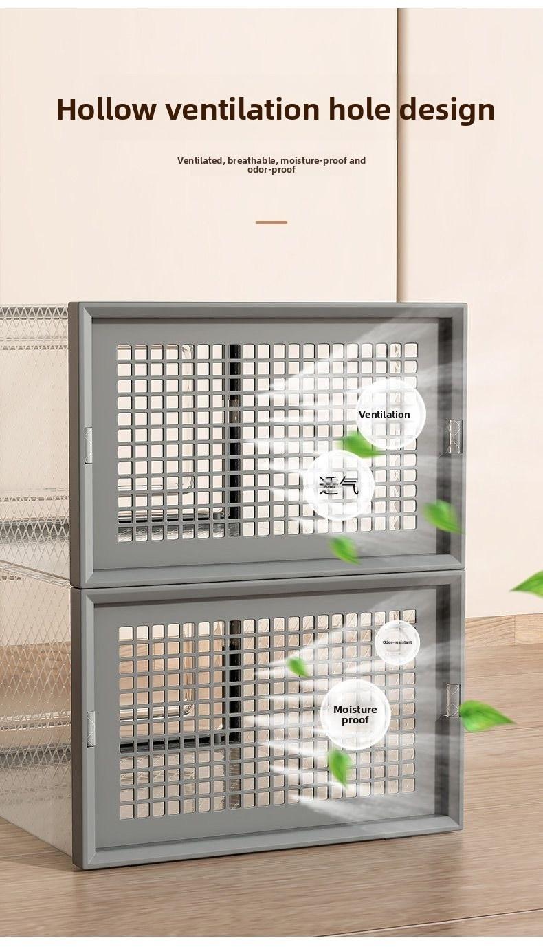 Shoe storage boxes, Shoe organizer, 6-piece sets, Collapsible shoe boxes, made of transparent material with lids, foldable stackable containers, ideal for organizing sneakers and saving space in entryway, Clear stackable drawers