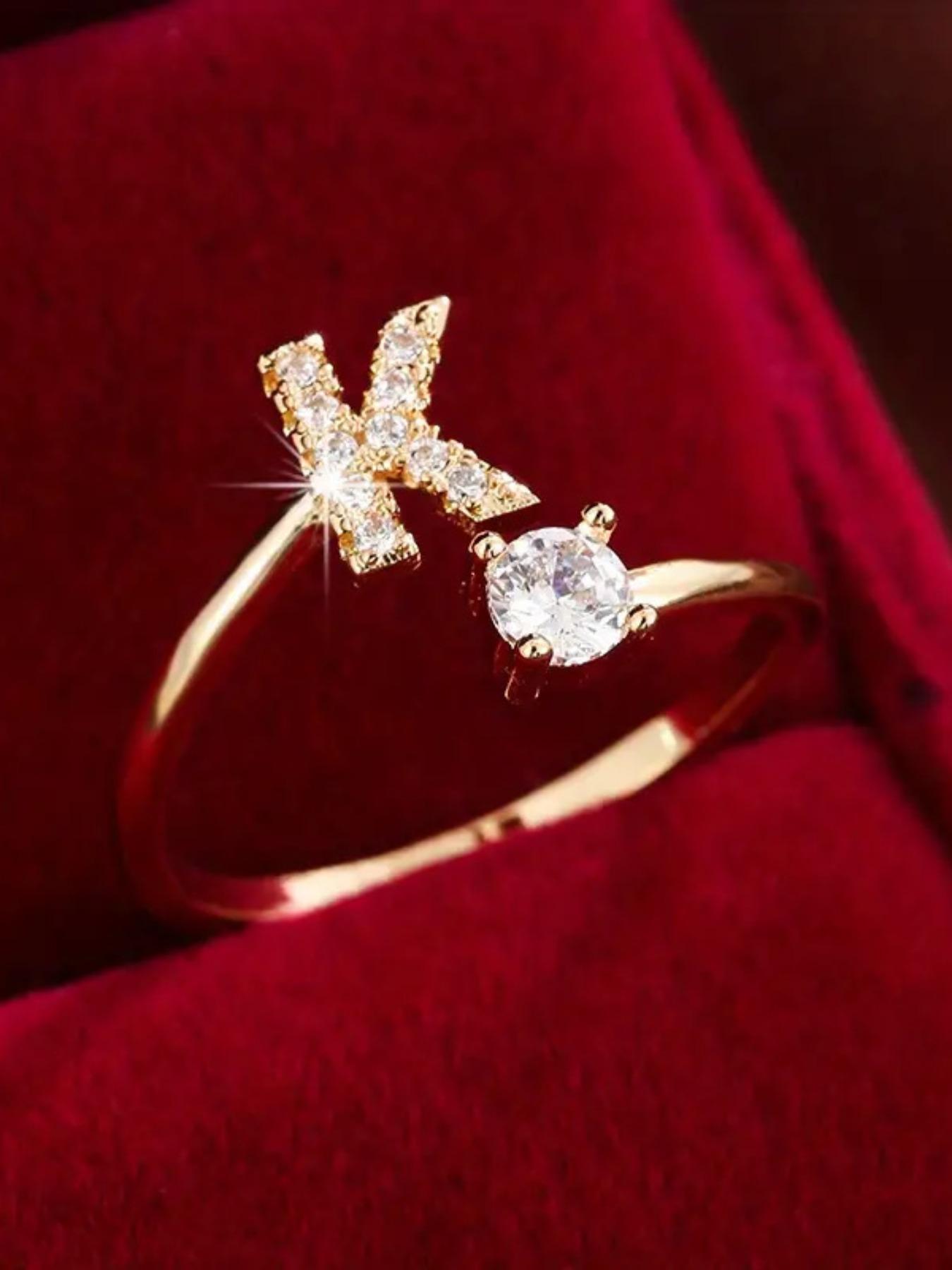 26 Letter Open Adjustable Ring| 14K Gold Plated Micro-Pavé Zircon| Minimalist Stackable Ring for Women – Perfect for Gifting, Parties & Daily Wear