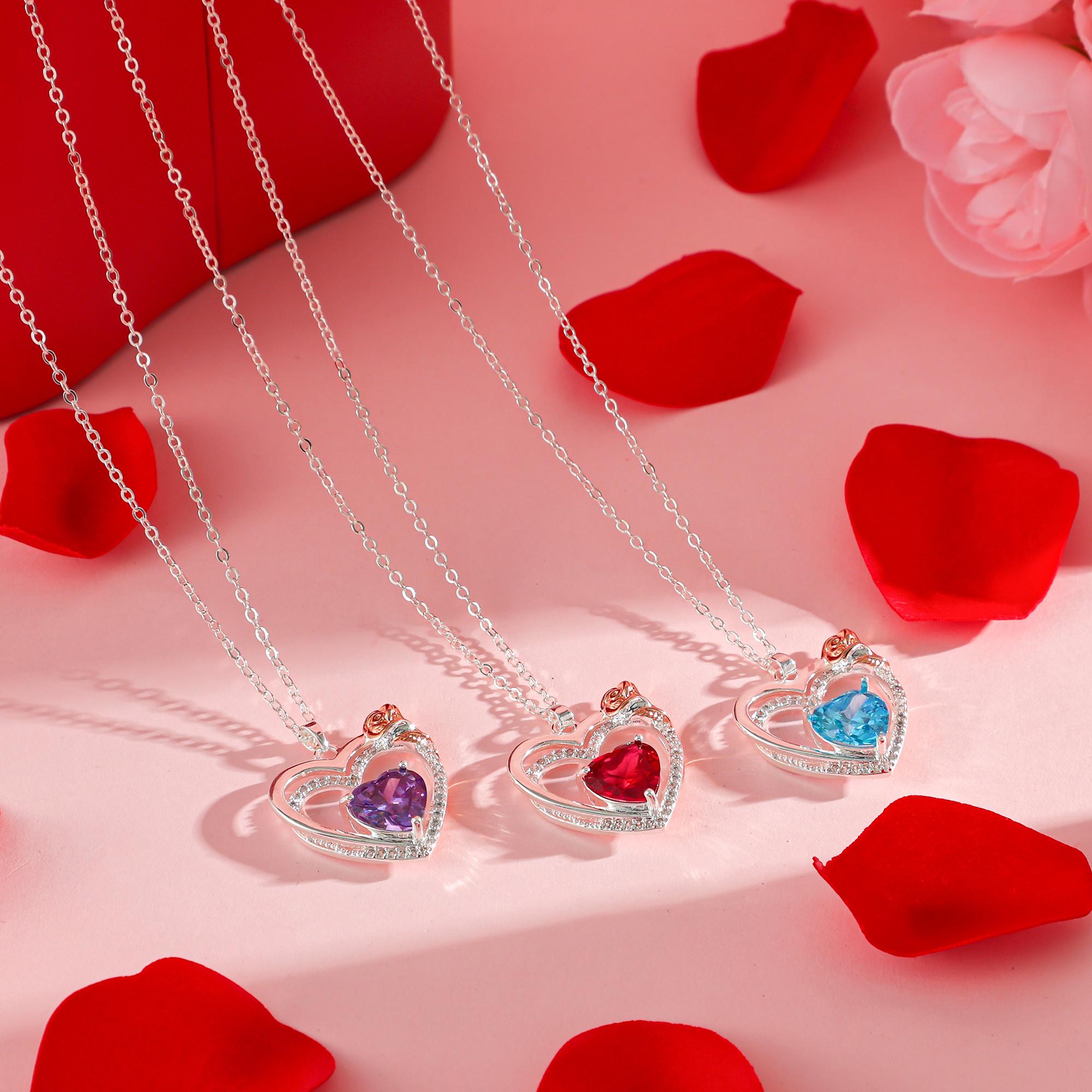 TEWIKY Twelve-Month Heart Necklace for Women – Luxury Clavicle Chain for Girlfriend, Elegant Matching Jewelry for Every Occasion Perfect Back-to-School, Summer Accessory, Valentine's Day Gift for Her Pendant Love