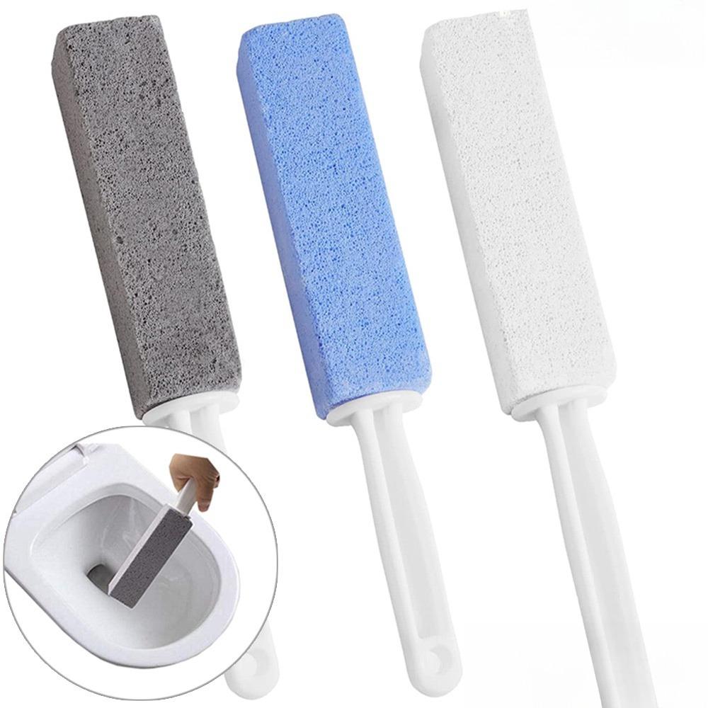 Powerful Descaling Scrub Brush with Handle - Hard Water Stain & Rust Remover for Toilet, Bathtub, Kitchen Sink, Pool Tiles, Shower, Metal Faucets & Bathroom Surfaces. Multi-Surface Deep Cleaning Tool.
