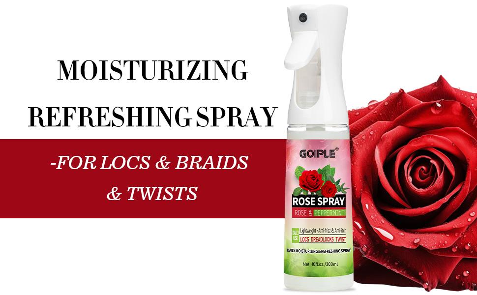 Rose Water Spray for Hair and Locs Scalp Moisturizer Refreshing Dreadlock Spray Hydrating Nourishes Prevents Dry Scalp Daily Use Moisture Hydrate