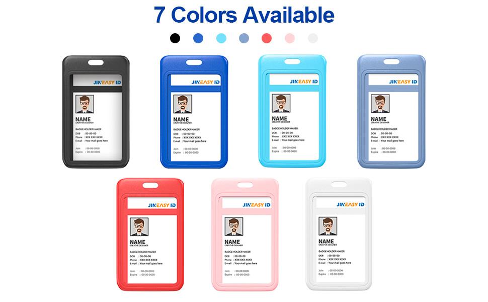 ID 2 Pack Hard Plastic ID Badge Holder Vertical Card Holder for Work Key Cards, Heavy Duty, Black