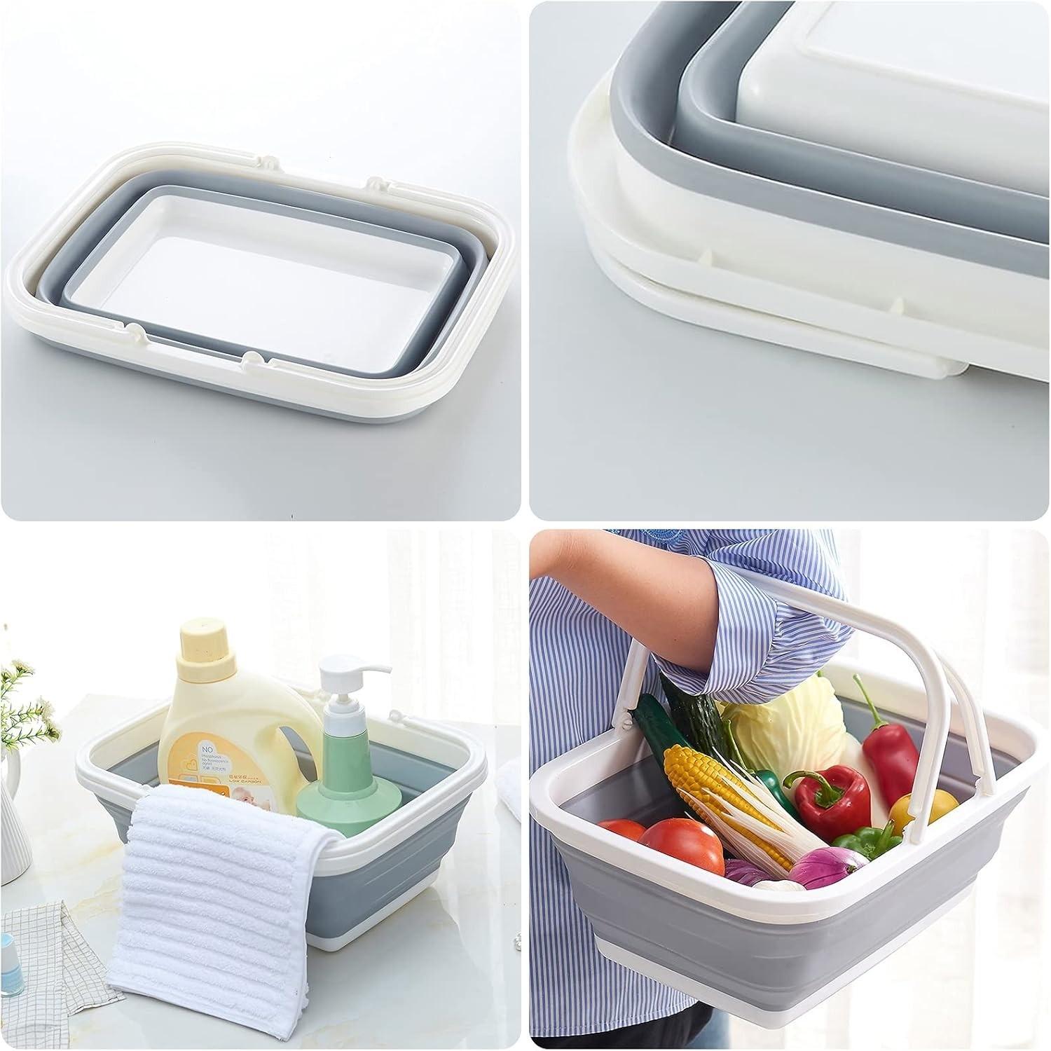 Multifunctional Foldable Laundry Basin, Portable Design with Hidden Dual Handles, Ideal for Camping, Rvs, Travel, Space Saving, Easy Cleaning