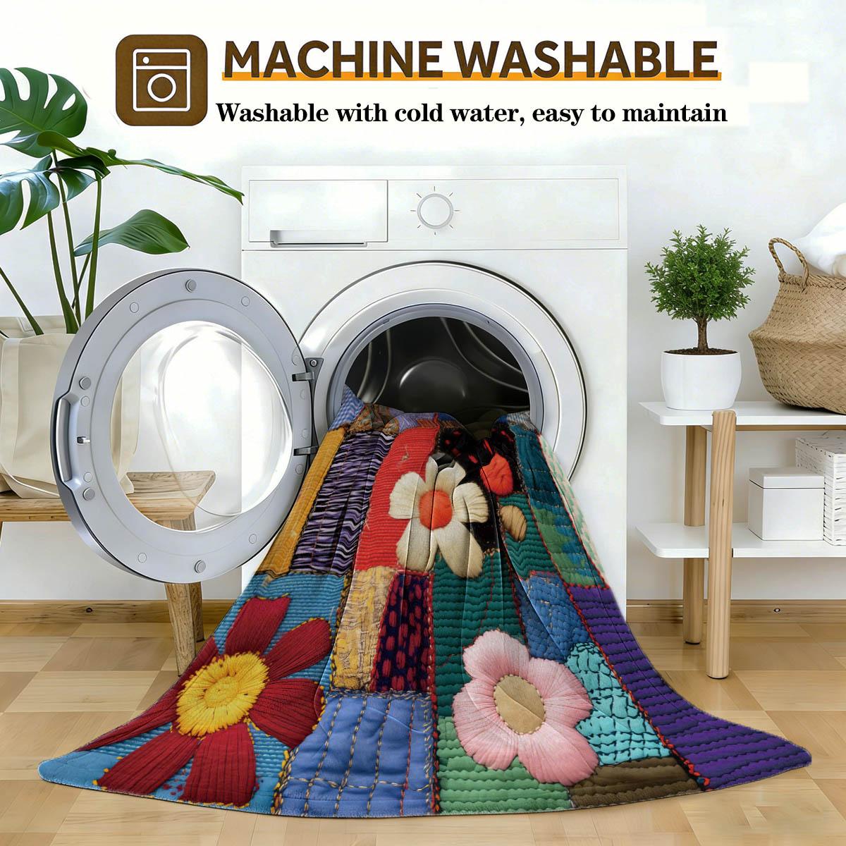 Simple Patchwork Print Blanket, Soft Flannel, Breathable and Warm, Bedroom Decor, Gift, Pet Blanket, All Seasons