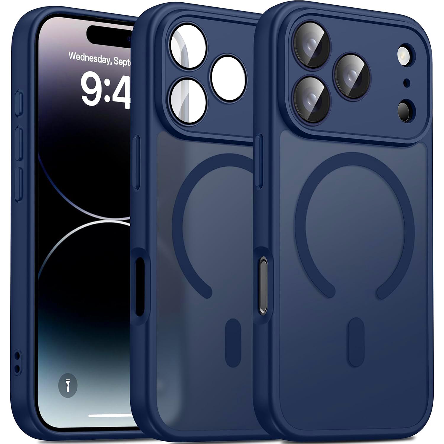 Designed for iPhone 17 Pro Max 16 15 14 13 12 11 Pro Max Air Plus Case Cover, Compatible with Magnet, [Camera Protection] Protective Shockproof Translucent Matte Anti-Slip Phone Case Support Wieless Charging