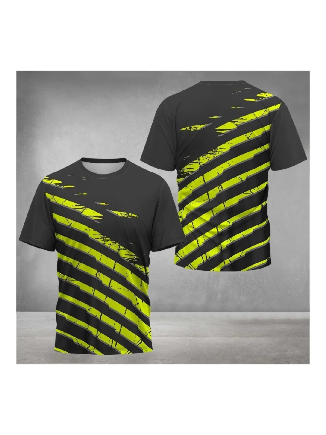Fashion 3D Print Gym T-shirt Man Outdoor Running Tee Badminton Tennis Sports Men's T Shirt Casual O-neck Loose Short Sleeve Tops