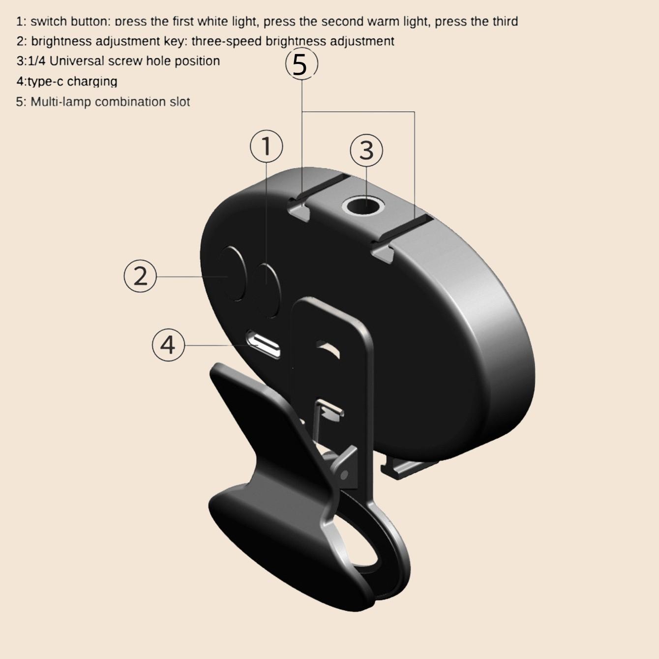 Portable Round Phone Clip Light, Adjustable Three-Color LED Lamp for Phones, Cameras, Laptops, Mini Photography Lighting