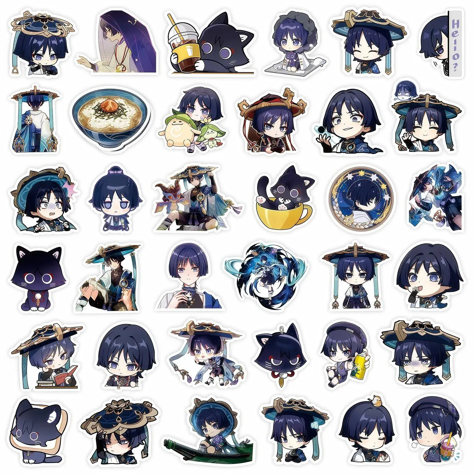 100pcs Cartoon Game Genshin Impact Stickers Anime Scaramouche Sticker Laptop Guitar Suitcase Car Motorcycle Sticker Kids Toy