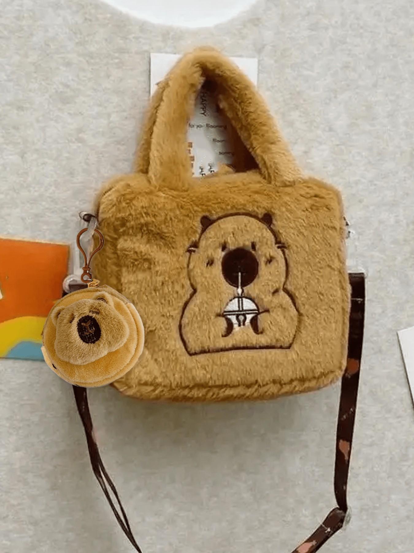 Dolphin Plush Crossbody Bag Set, Cute Animal Pattern, Soft Full Plush Material, Keychain, Small Item Organizer, Mother's Day Gift