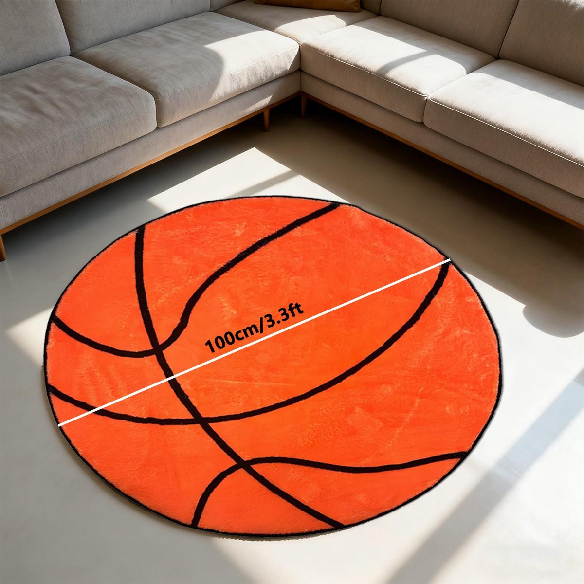 Basketball Lover Carpet, Round Basketball Shaped Mat, Soft Non-Slip Rug, Home Decor Rugs, Soft Area Rug, Decorative Rug, Floor Rug, Easy Clean, Indoor Decor for Living Room Bedroom