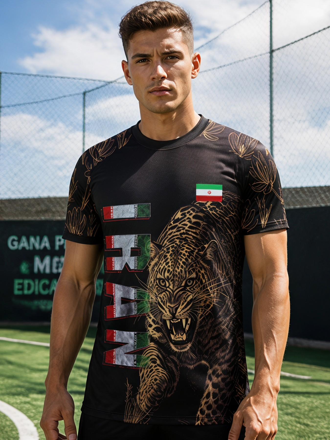 2026 Iran Soccer Jersey, Mesh Wah Bird Print, Quick-Dry Breathable Sportswear, Durable Training Tee for Fans