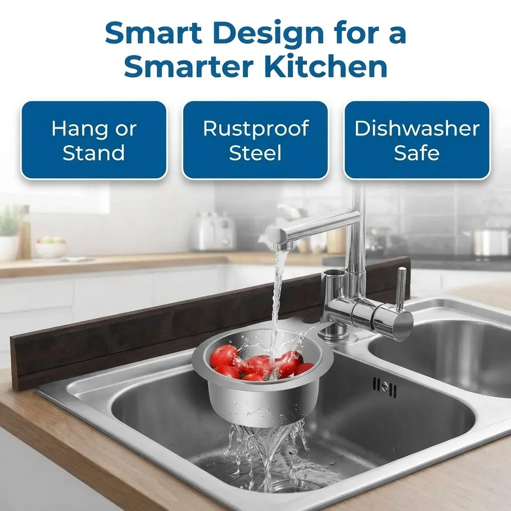 Home Essentials Stainless Steel Swan Sink Strainer Basket Multifunctional Kitchen Sink Drain Filter Hanging Faucet Corner Basket For Fruit Vegetable Cleaning 1 Pack