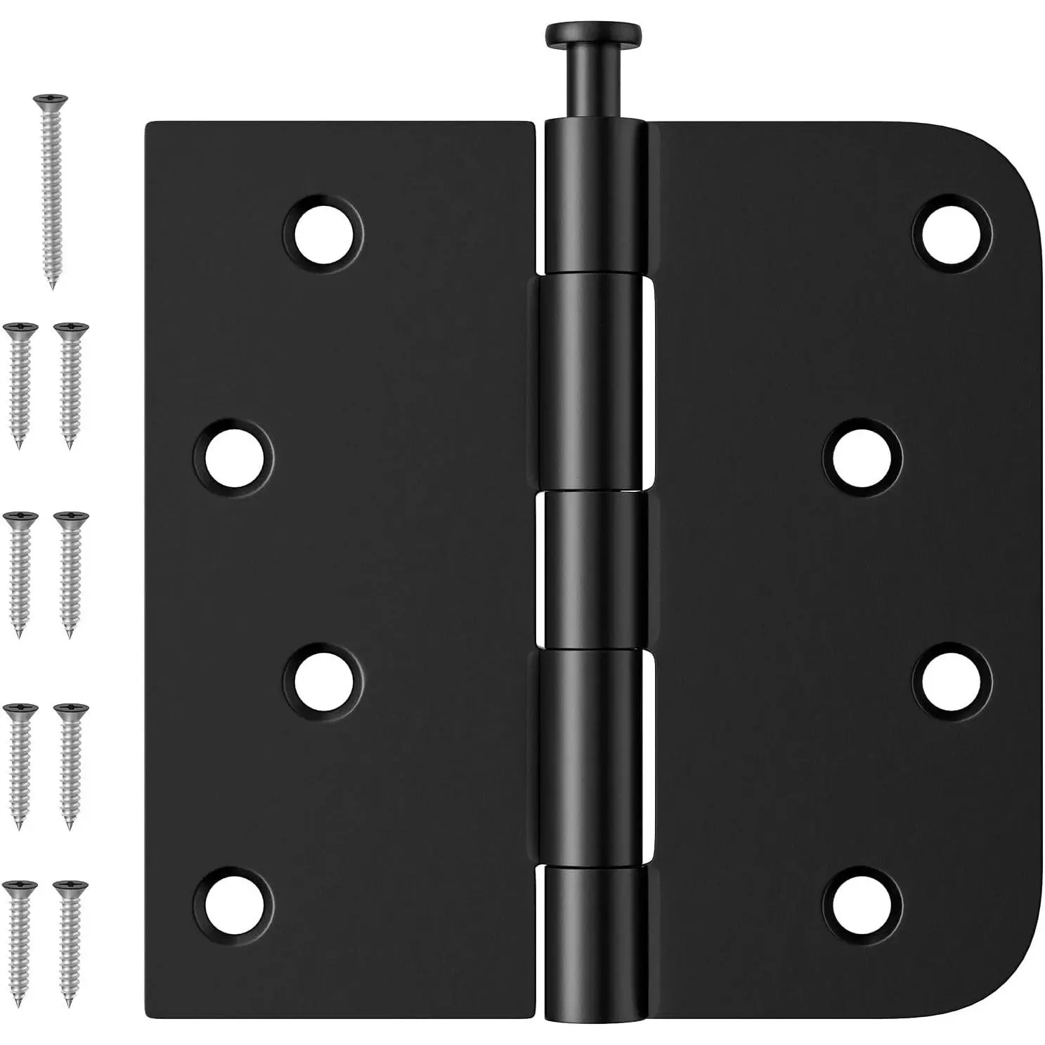 3 Pack Black Door Hinges 4 Inch, Exterior Door Hinges | Removable Pin, Square & 5/8" Radius, Perfect for Heavy-Duty Front & Back Door, Antirust & No Squeaks