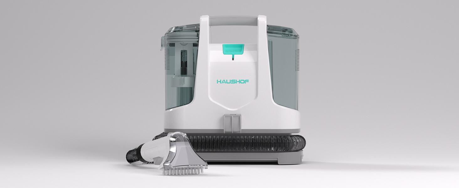 HAUSHOF Portable Carpet Spot and Upholstery Cleaner, Lightweight Handheld Deep Cleaner Machine for Pet Stains, Sofa, Rug, Mattress, Car Seat and Curtain, White & Light Grey
