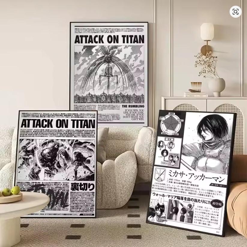 1pc Frameless Classic Anime A_Attack on T_TitanS Poster Decorative Unframed Wall Art Stickers Mural Photo Print for Home Living Room Hallway Decor (25 Styles Available)