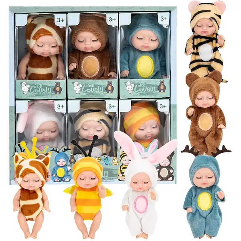 Set of realistic newborn baby dolls measuring 4.3 inches, 6 fairy tale princess dolls for girls' pretend play, beautiful and stylish dolls with premium gift packaging, role-playing toys for children's friends.