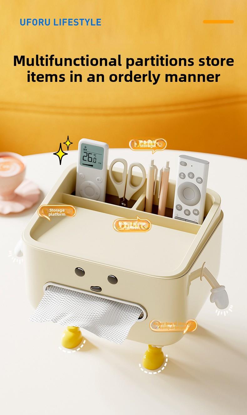 Desktop tissue box, simple and upscale, large capacity, suitable for living room coffee table or dining table, multifunctional, also serves as a remote control storage box