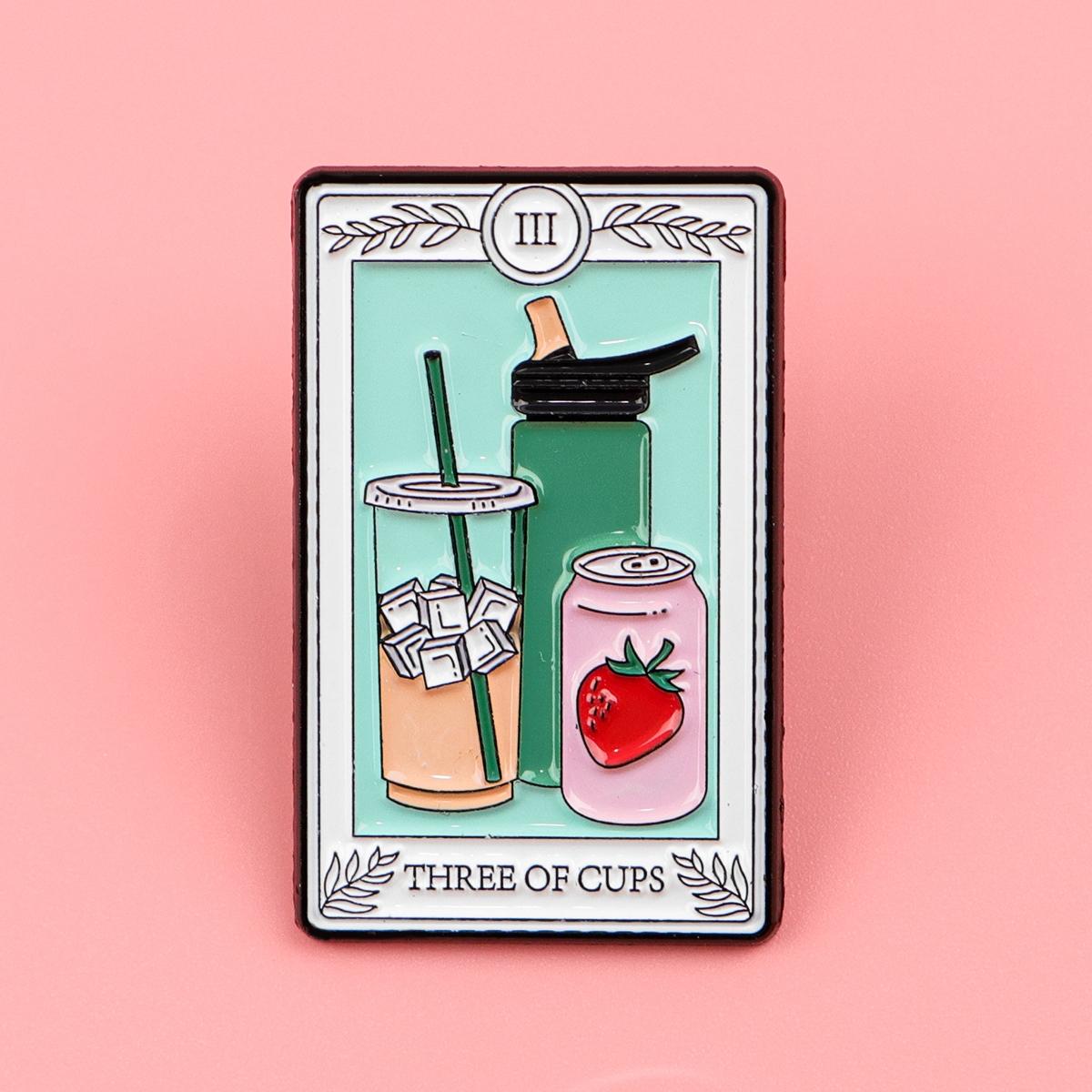 "There of cups" Tarot Enamel Brooch Pin, Illustrative Style Badge, Collar Decoration, Clip, Fashion Accessory Gift for Backpacks and Clothing