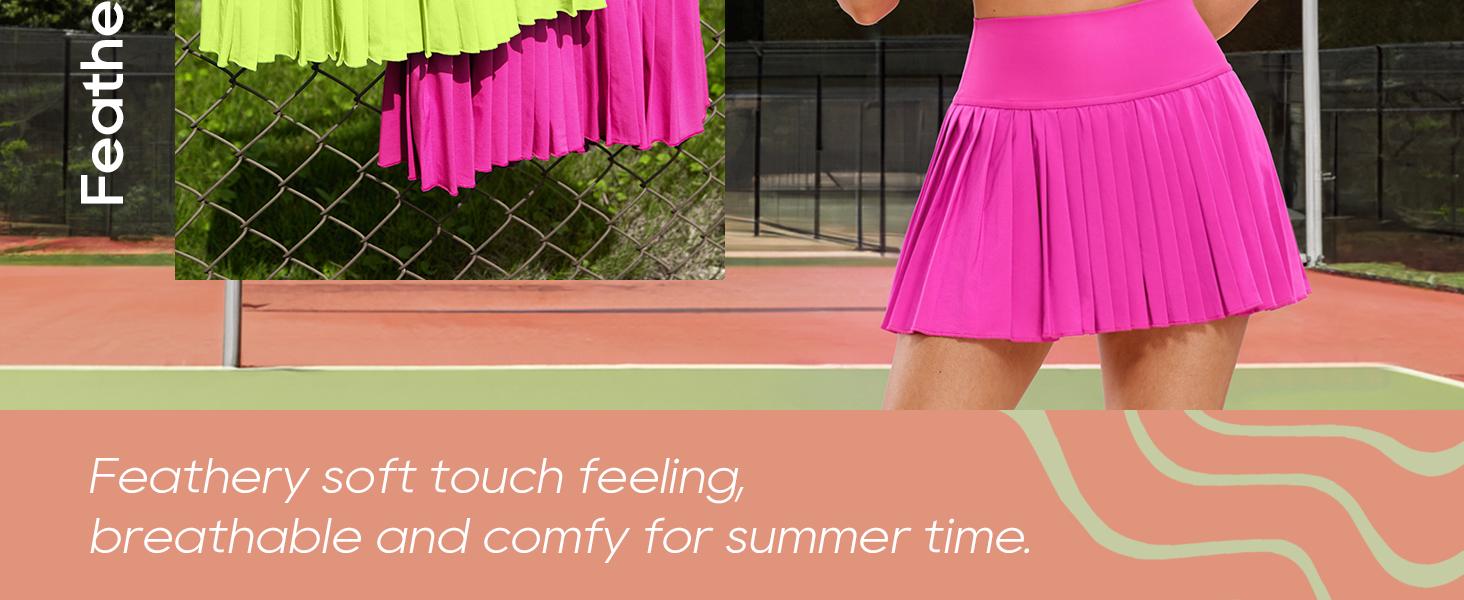 CRZ YOGA Women's High Waisted Pleated Tennis Skirts with Pockets Tummy Control Casual Liner A Line Workout Golf Skorts - 14"