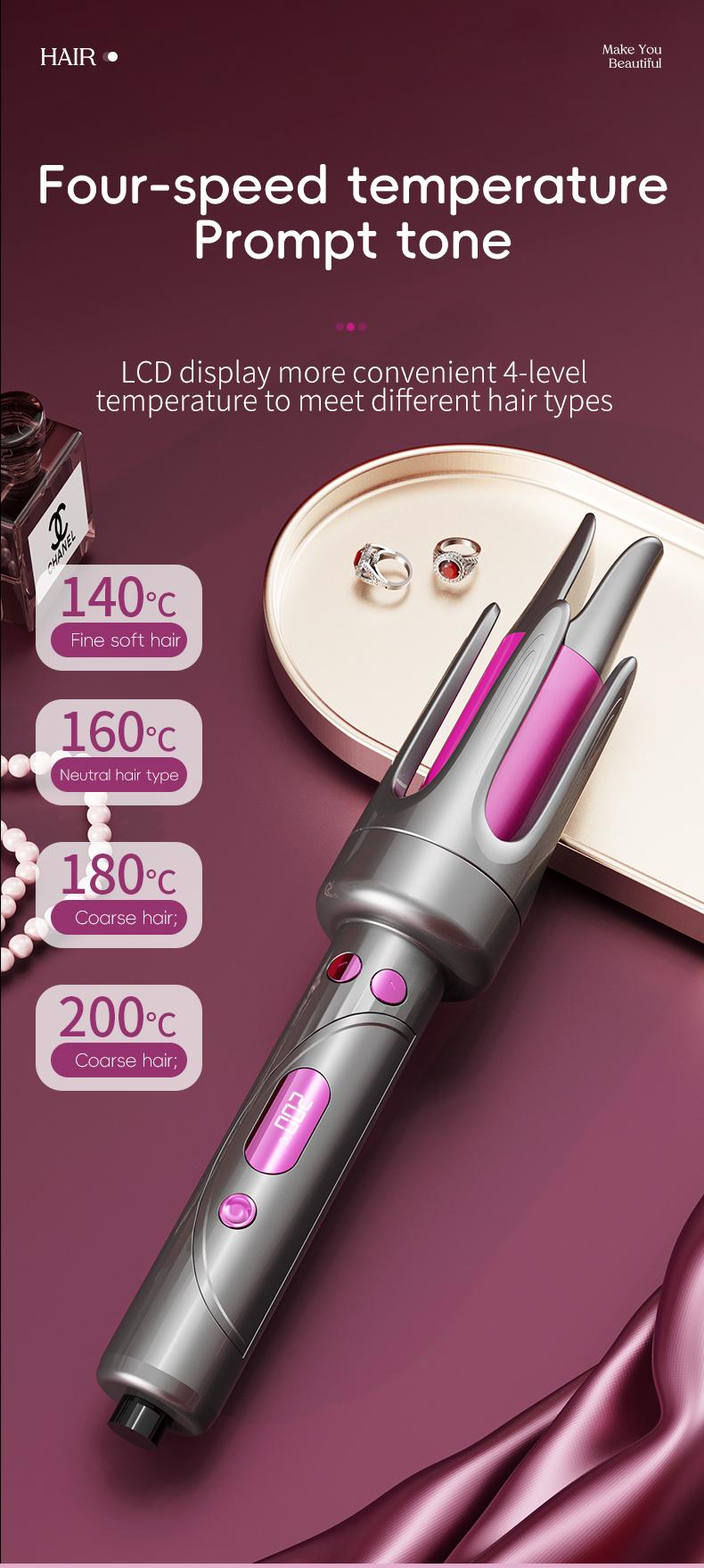 Automatic Hair Curler, 33mm Home Spinning Curling Iron, Negative Ion Automatic Curling Wand, 4 Temperature Modes, For Women's Hairstyles, Valentine's Day Gift, Automatic Curling Iron, Hairdressing Products Automatic Hair Curler, 33mm Home Spinning Curling Iron, Negative Ion Automatic Curling Wand, 4 Temperature Modes, For Women's Hairstyles, Valentine's Day Gift, Automatic Curling Iron, Hairdressing Products