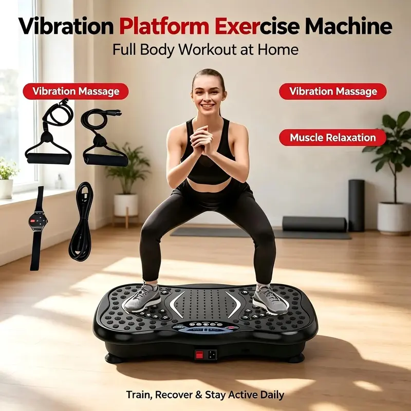 Vibration Plate Exercise Machine - 330lbs Capacity Home Fitness Platform with Adjustable Speeds