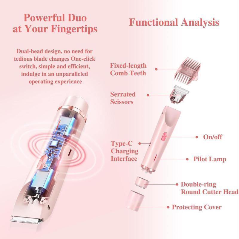 Women's Electric Razor Combo, Dual Function Electric Hair Trimmer, Dry & Wet Use Bikini Razor, Public Barber Tool, Zb-0236L Model
