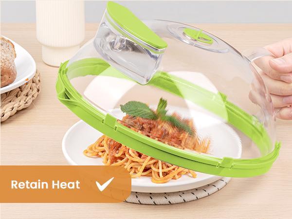 【Gracenal】12 Inch Microwave Splatter Cover, Upgraded Microwave Cover for Food with Water Steamer, Integrated Handle, Splatter Guard, Kitchen Gadgets & Accessories, House Warming Gifts New Home