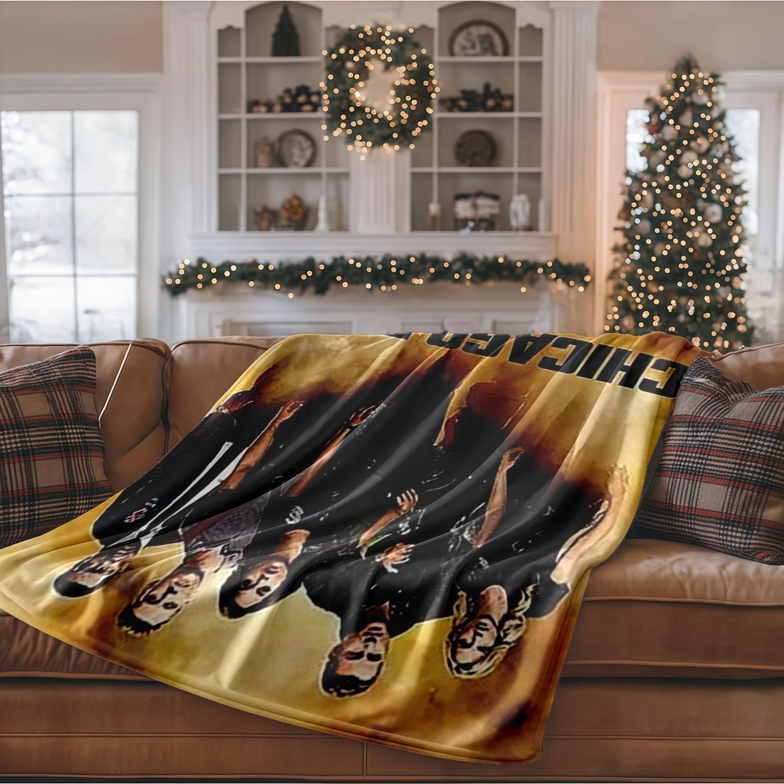 1 piece Chicago Fire TV Series Poster themed flannel blanket - All-season comfortable flannel blanket, modern design style, suitable for sofas and beds, digitally printed pattern, super soft and warm, 100% polyester material, machine washable