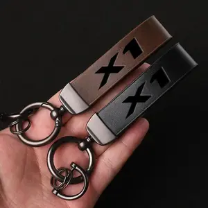 Luxury Genuine Leather Keychain Car Key Ring Holder Jewelry Custom Gift For BMW X1 car Accessories