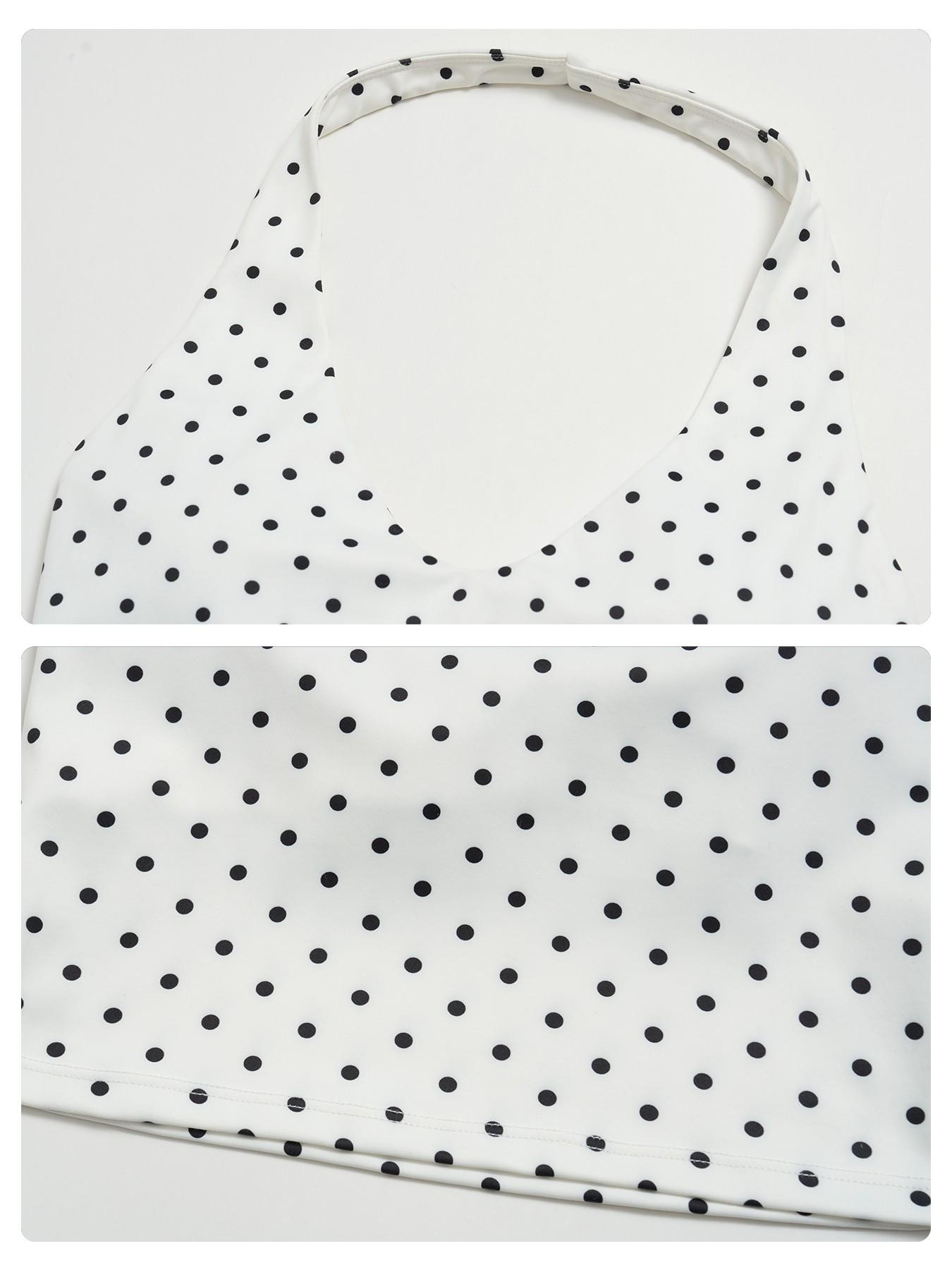 New Dot Pattern Yoga Set for Women, Polyester Ammonia Print Deep V High Elastic Fitness Sports Set, Cross-Border Latest Design, Athletic Yoga Set, High Stretch Activewear, Workout Sets